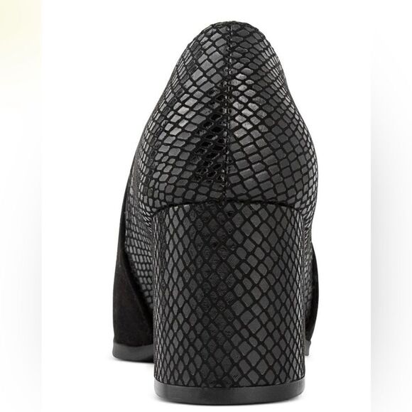 KAREN SCOTT Womens Black Two Toned Goring Padded Tillen Square Toe Block Heel - Picture 2 of 3